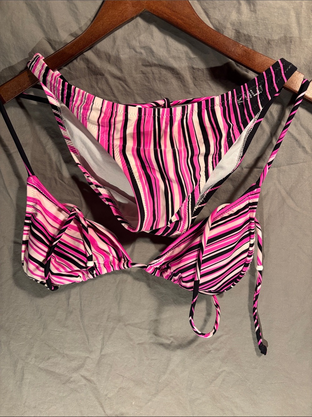 Ulu Pink and Black Striped Women's Bikini Set
